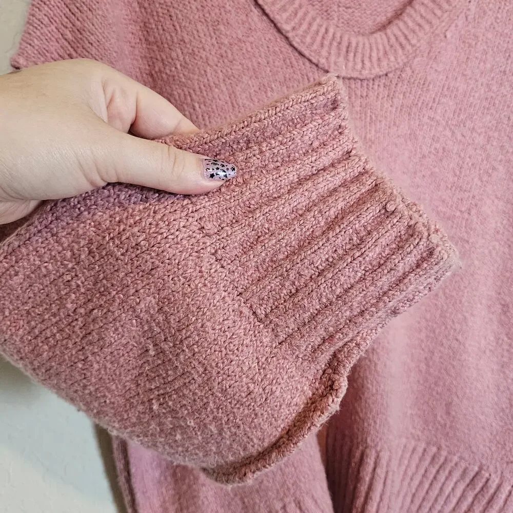 Free People‎ Brookside Tunic Sweater Oversize Alpine Rose X-Small Cozy Winter